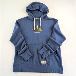 Life Is Good Happy Hour Jake N Dog Blue Hoodie Men's Size Med